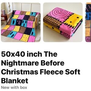 Nightmare Before Christmas Colorful Patchwork Fleece Blanket